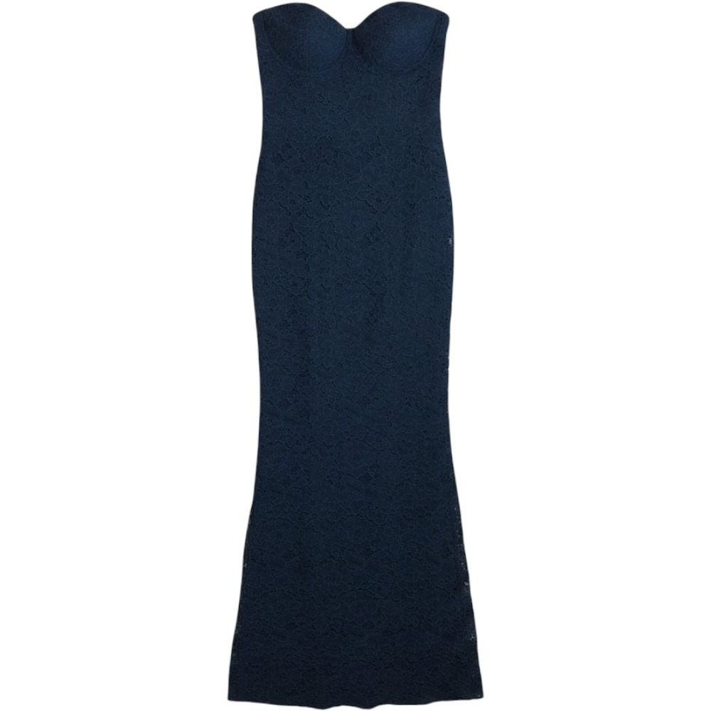 Six Stories Navy Lace Corset Maxi Dress Women's US 6 Strapless Formal Gown‎ NWT
